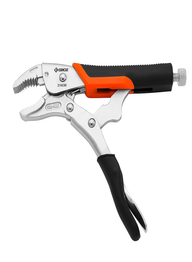 GROZ Self Locking Plier with Curved Jaw Design| Ideal for gripping, twisting & holding small components| Chrome Molybdenum Construction| Smooth Adjustment| Rubberized Grip| Length: 175 mm| SLP/7C - Image 2
